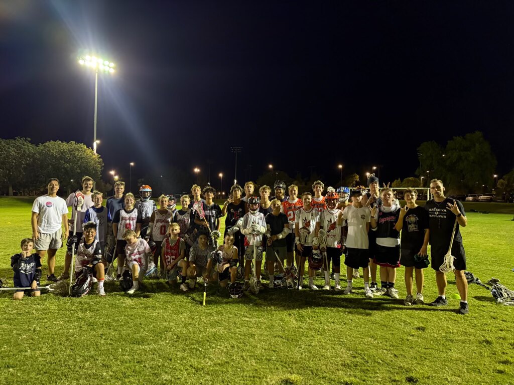 Valley Boys Lacrosse team photo under the lights